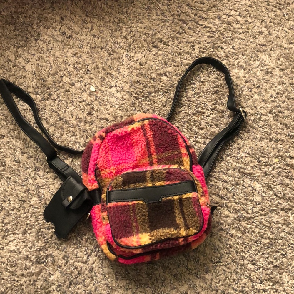 Pink checkerboard color mini backpack